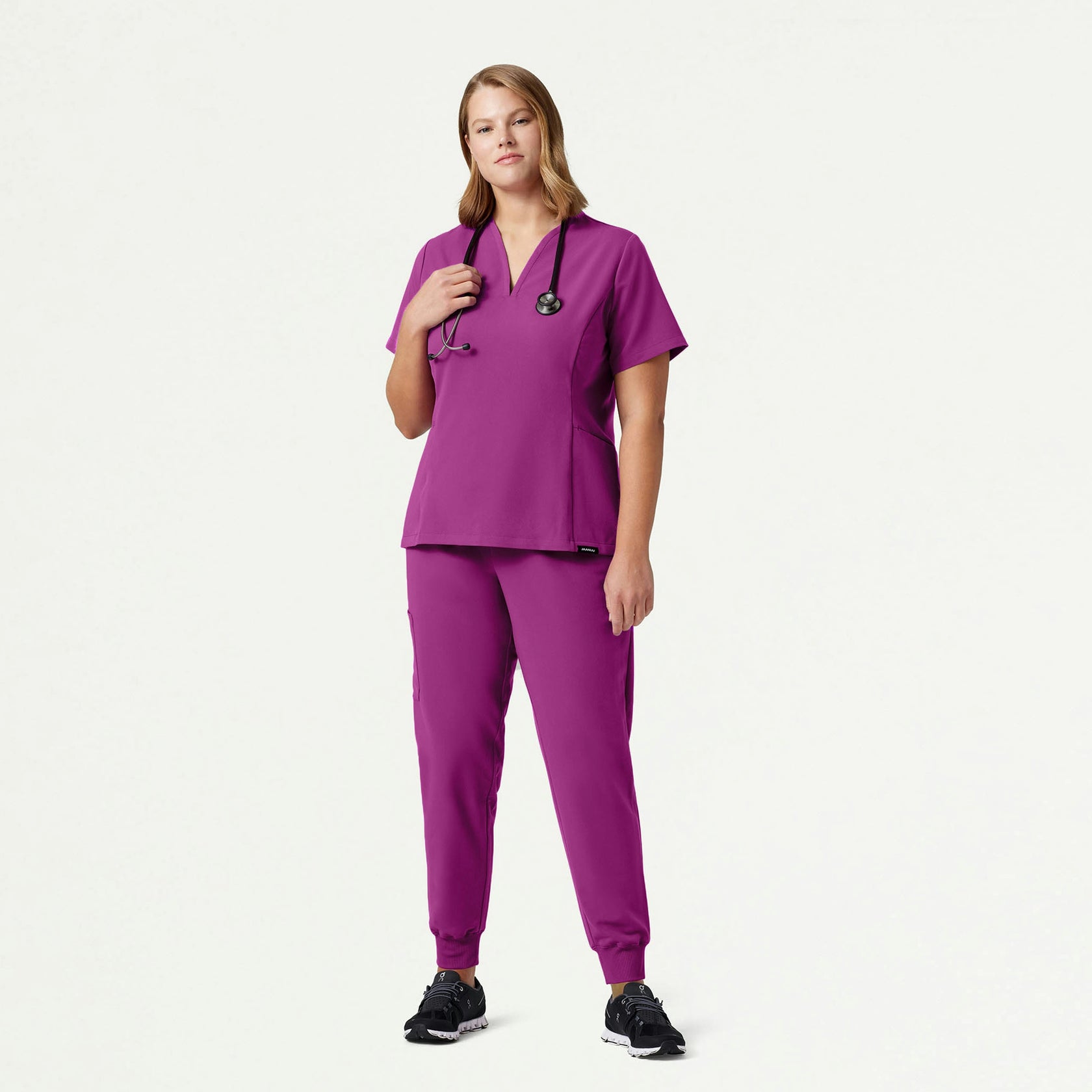 Silex Slim Knit-Waist Scrub Jogger - Vivid Purple - WOMEN'S PANTS - Jaanuu
