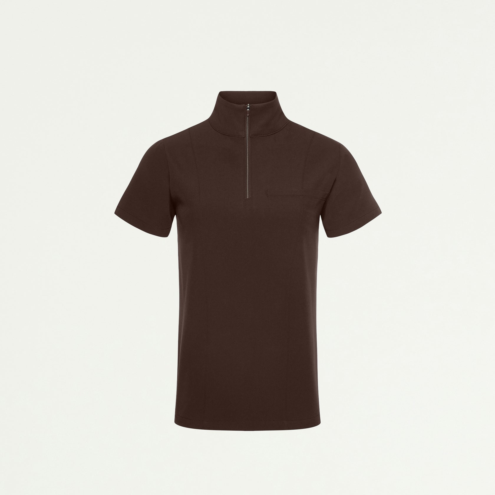 Nora Half-Zip Collared Scrub Top - Espresso - WOMEN'S TOPS - Jaanuu