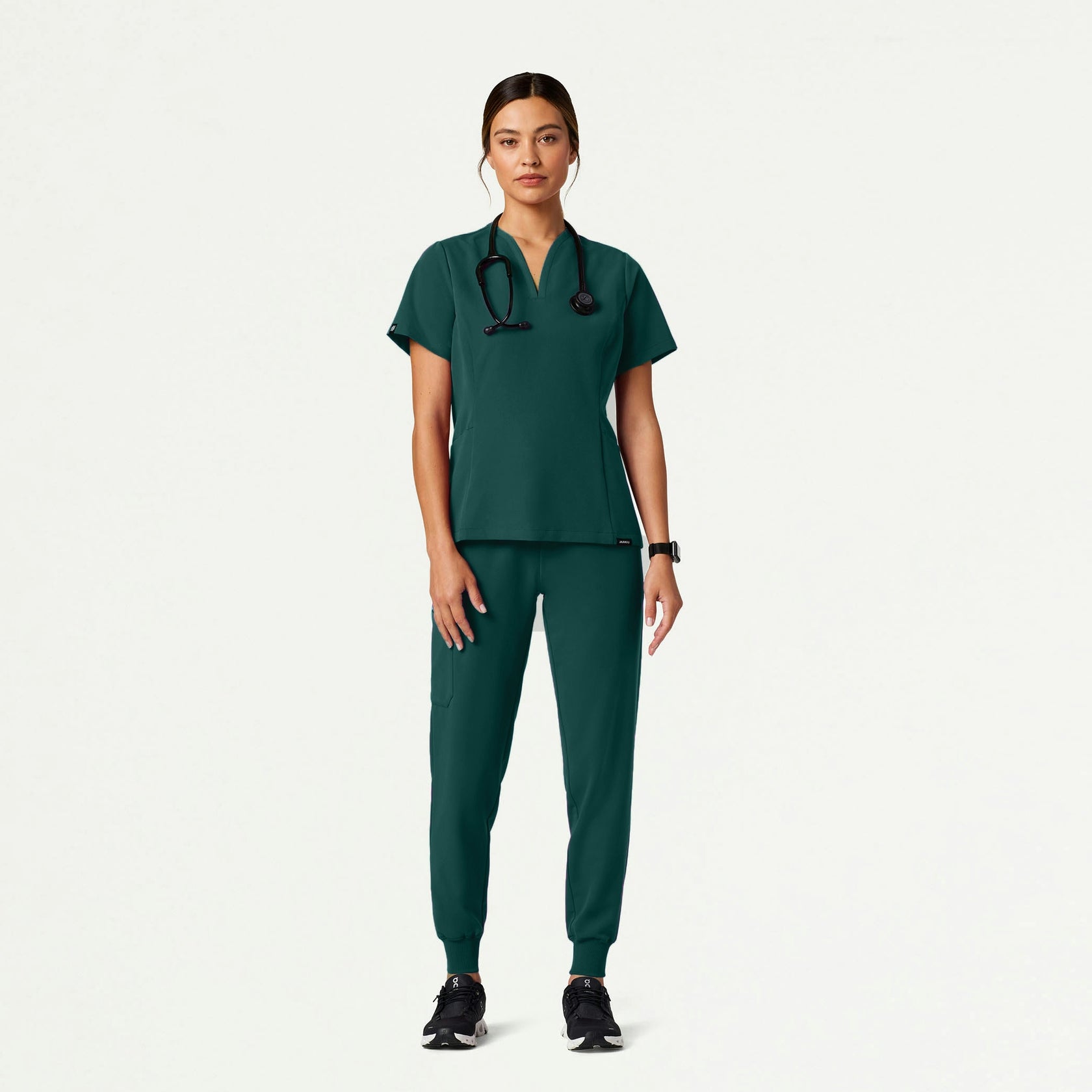 Calix Fit & Flare Scrub Top - Midnight Green - WOMEN'S TOPS - Jaanuu