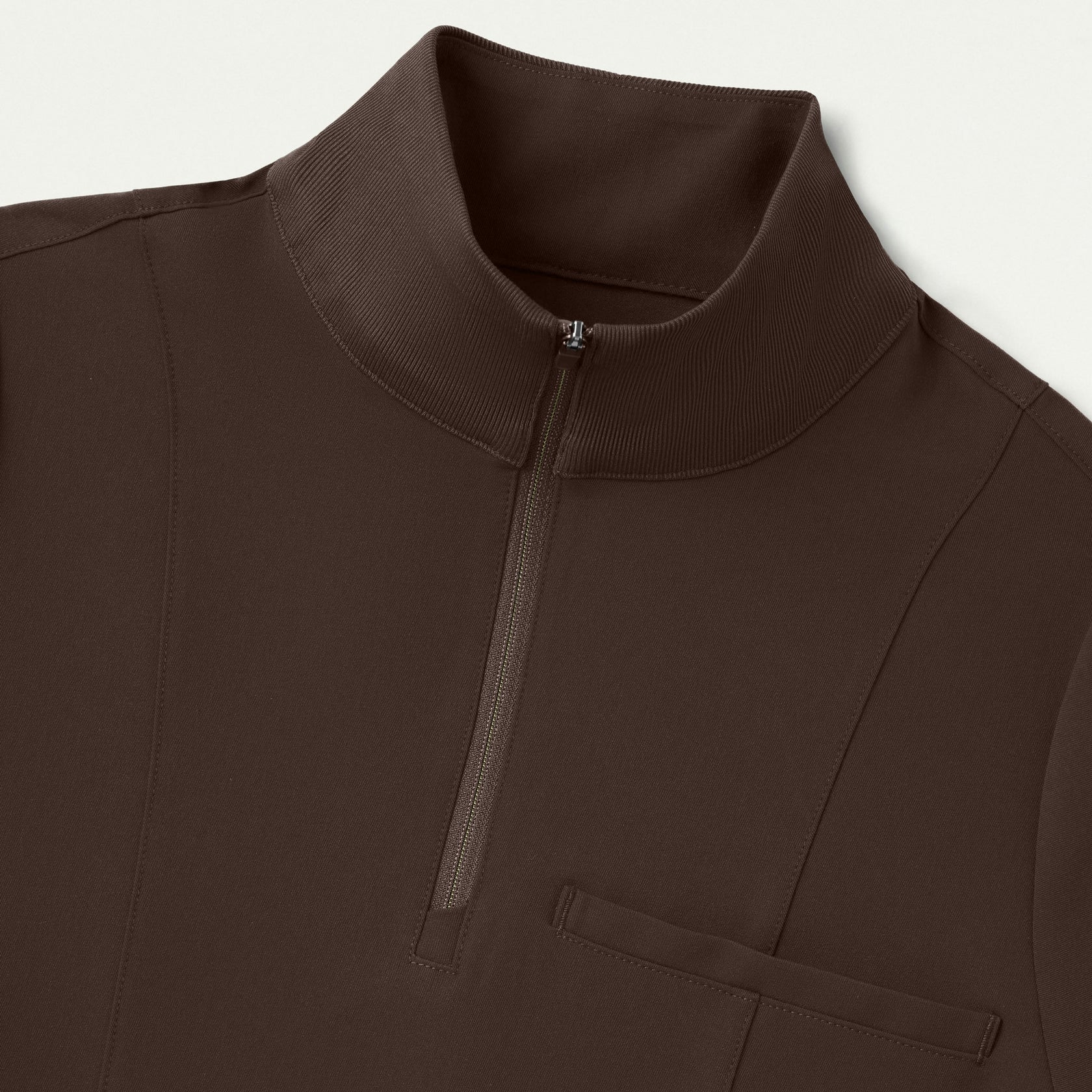 Nora Half-Zip Collared Scrub Top - Espresso - WOMEN'S TOPS - Jaanuu