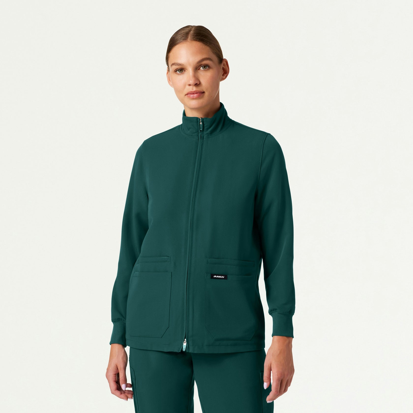 Ceri Essential 6-Pocket Scrub Jacket - Midnight Green - WOMEN'S JACKETS - Jaanuu