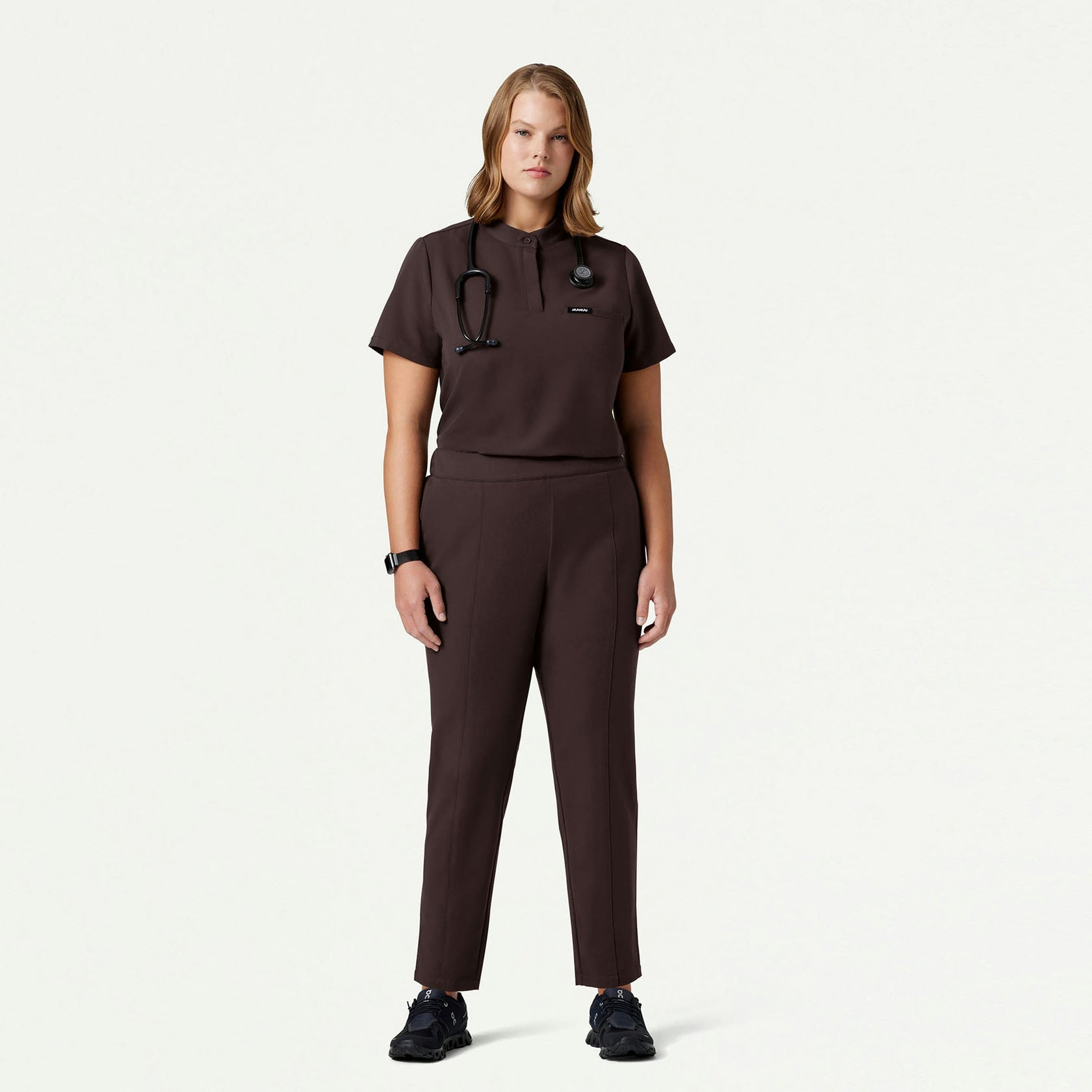 Lio Tapered 5-Pocket Scrub Pant - Espresso - WOMEN'S PANTS - Jaanuu