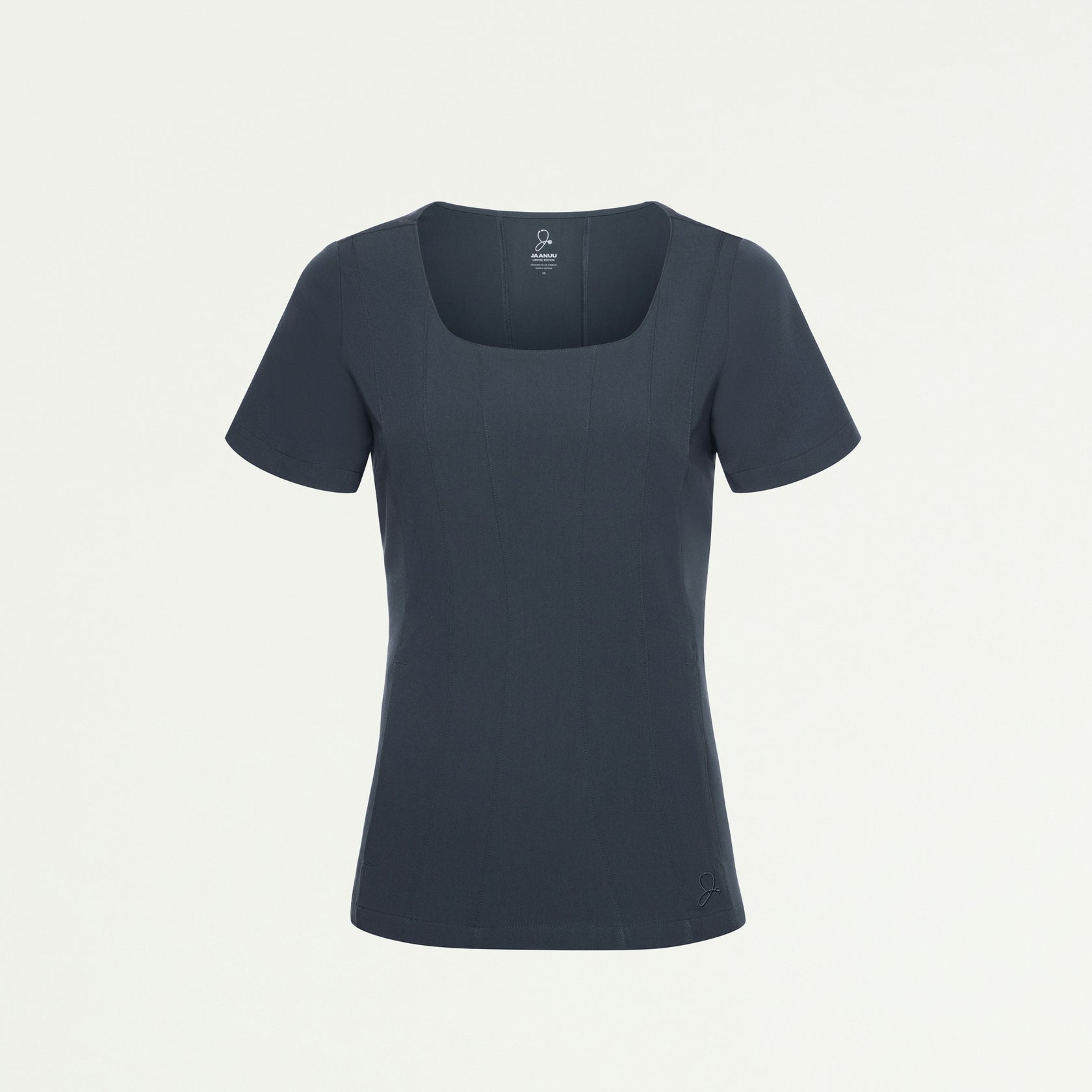 Emery Slim Square-Neck Scrub Top - Carbon Gray - WOMEN'S TOPS - Jaanuu