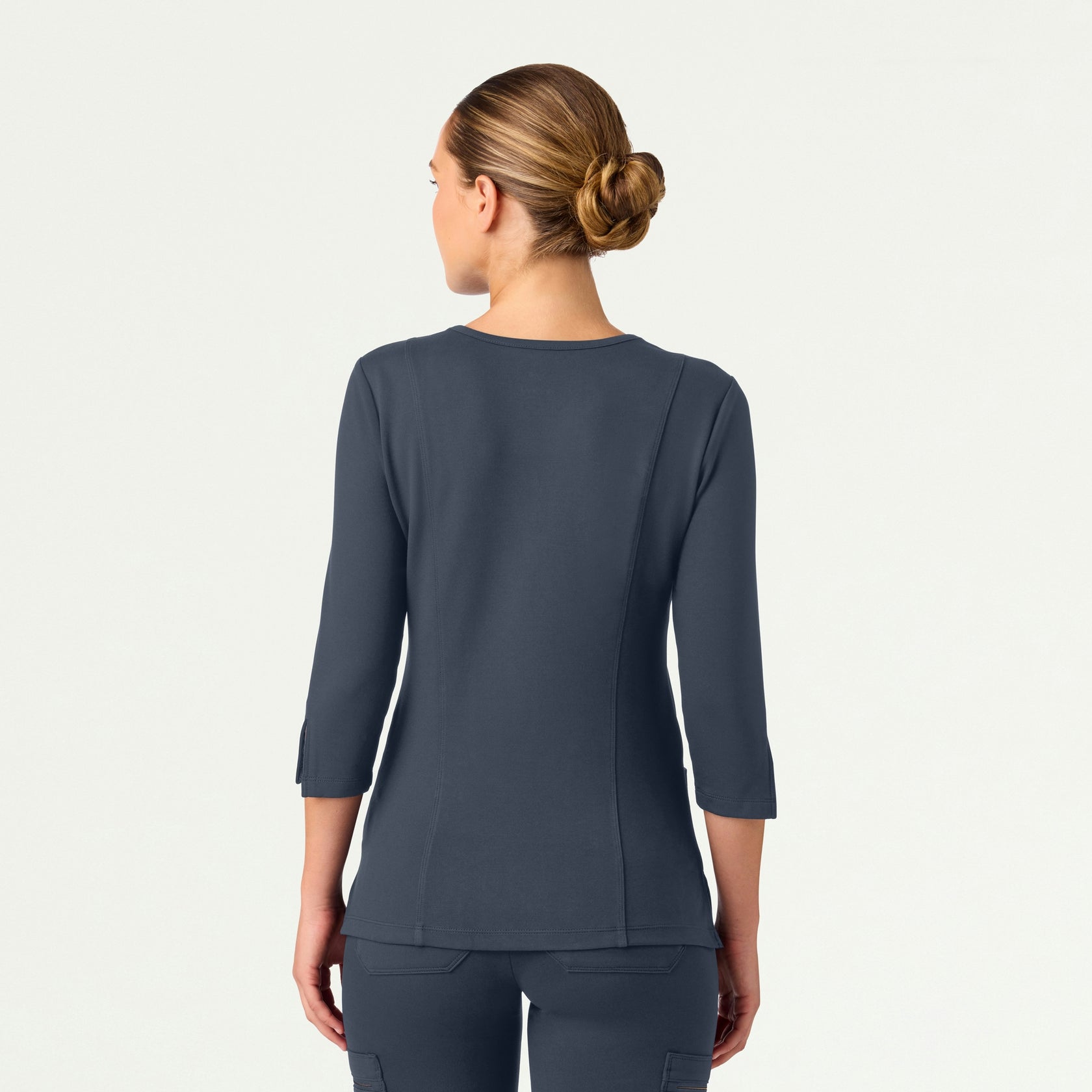 Zoe Slim 3/4-Sleeve ULTRAsoft Scrub Top - Carbon Gray - WOMEN'S TOPS - Jaanuu