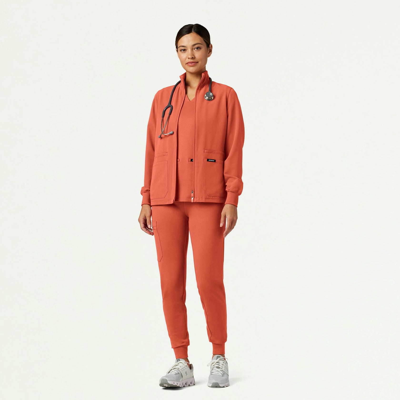 Ceri Essential 6-Pocket Scrub Jacket - Terra - WOMEN'S JACKETS - Jaanuu