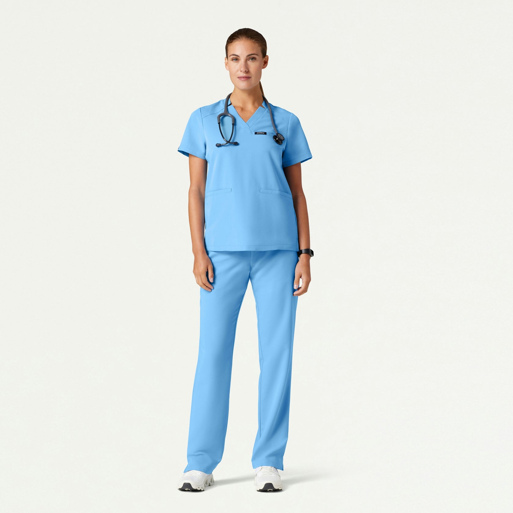 Xenos Essential Knit-Waist Scrub Pant - Sky Blue - WOMEN'S PANTS - Jaanuu
