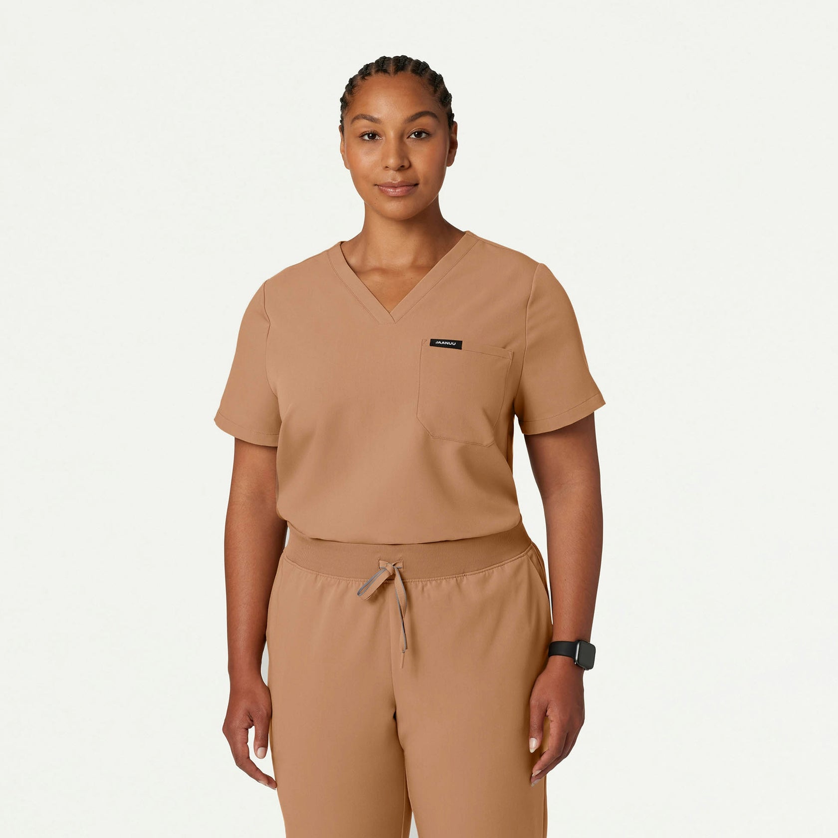 Rhena Essential 1-Pocket Scrub Top - Trench - WOMEN'S TOPS - Jaanuu