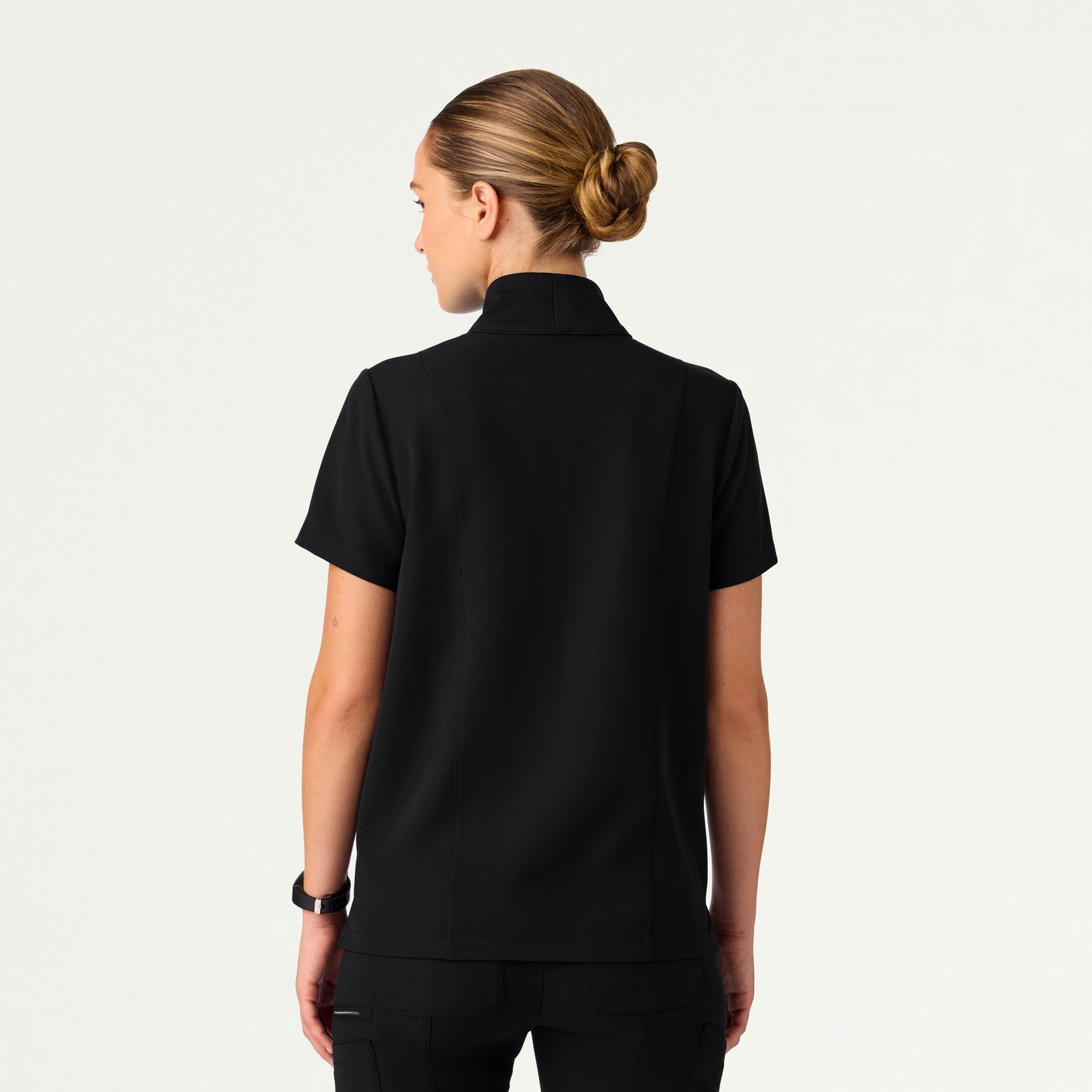 Nora Half-Zip Collared Scrub Top - Black - WOMEN'S TOPS - Jaanuu