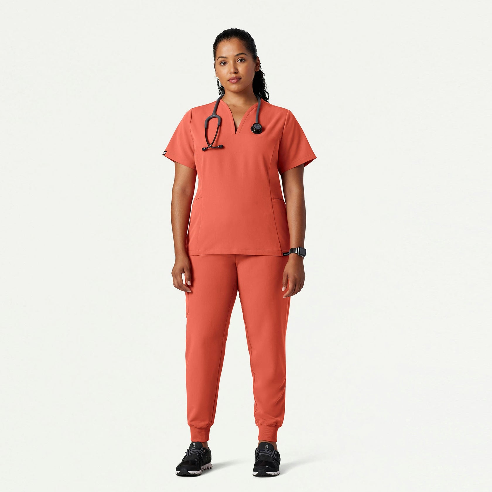 Calix Fit & Flare Scrub Top - Terra - WOMEN'S TOPS - Jaanuu
