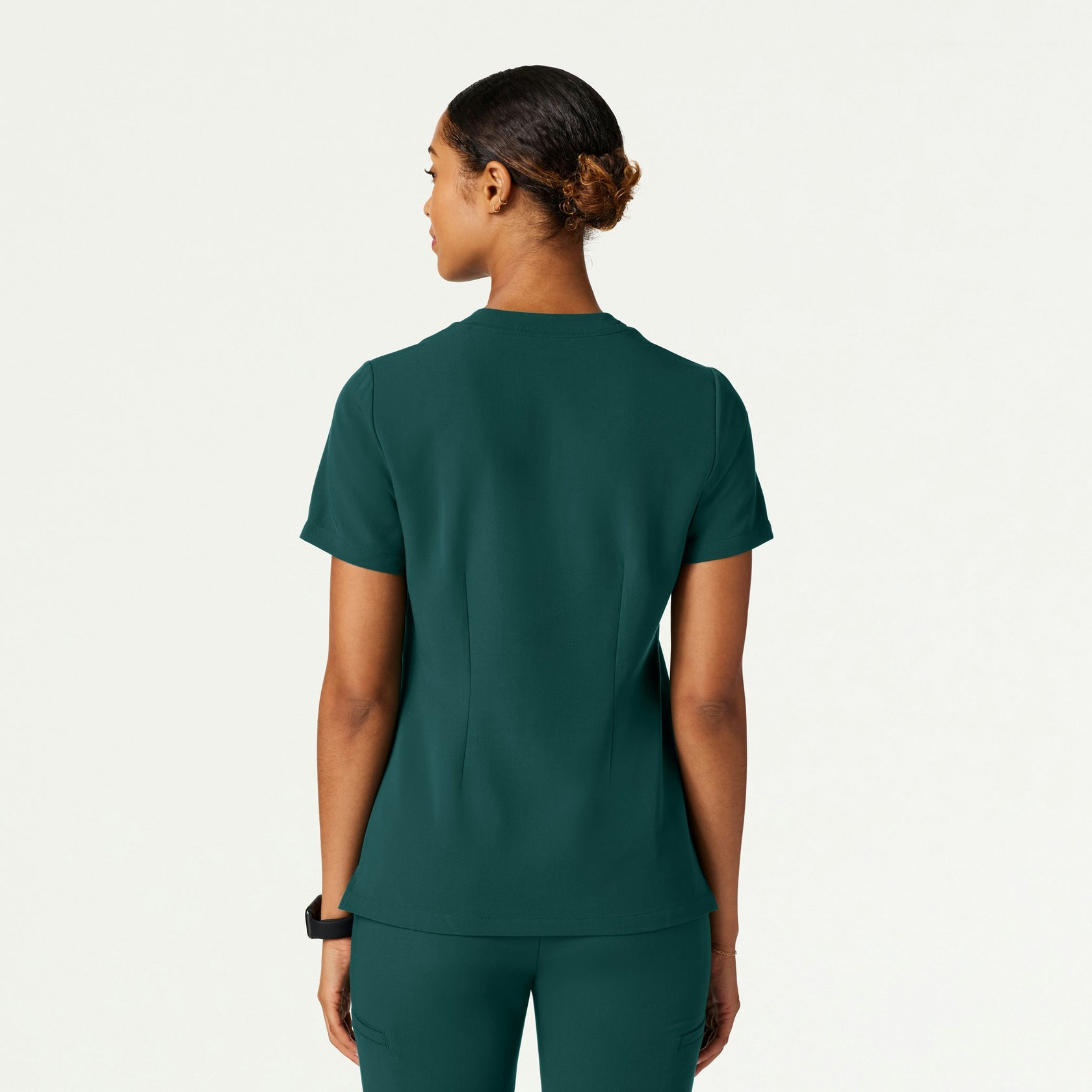 Helia Slim Notched V-Neck Scrub Top - Midnight Green - WOMEN'S TOPS - Jaanuu