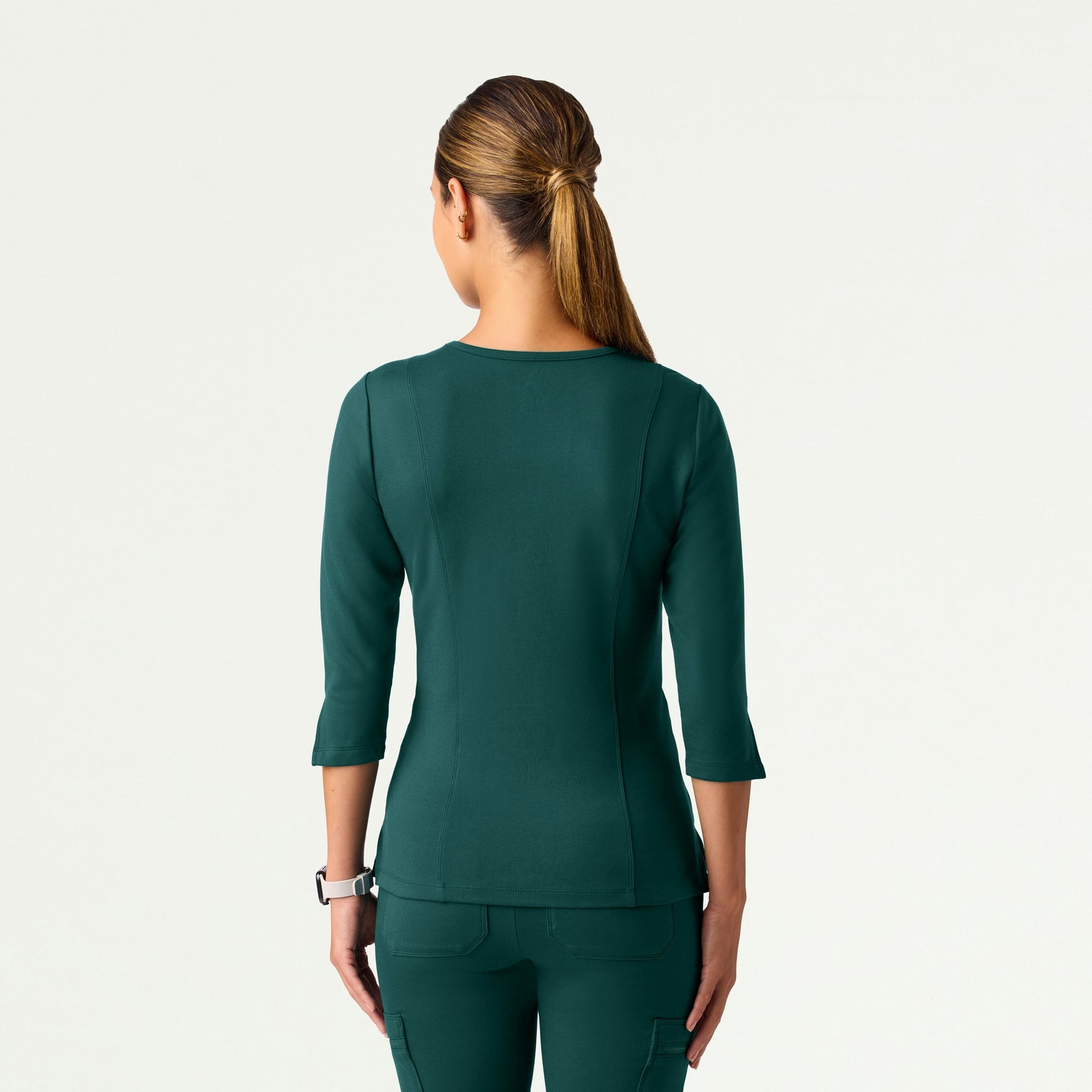 Zoe Slim 3/4-Sleeve ULTRAsoft Scrub Top - Midnight Green - WOMEN'S TOPS - Jaanuu