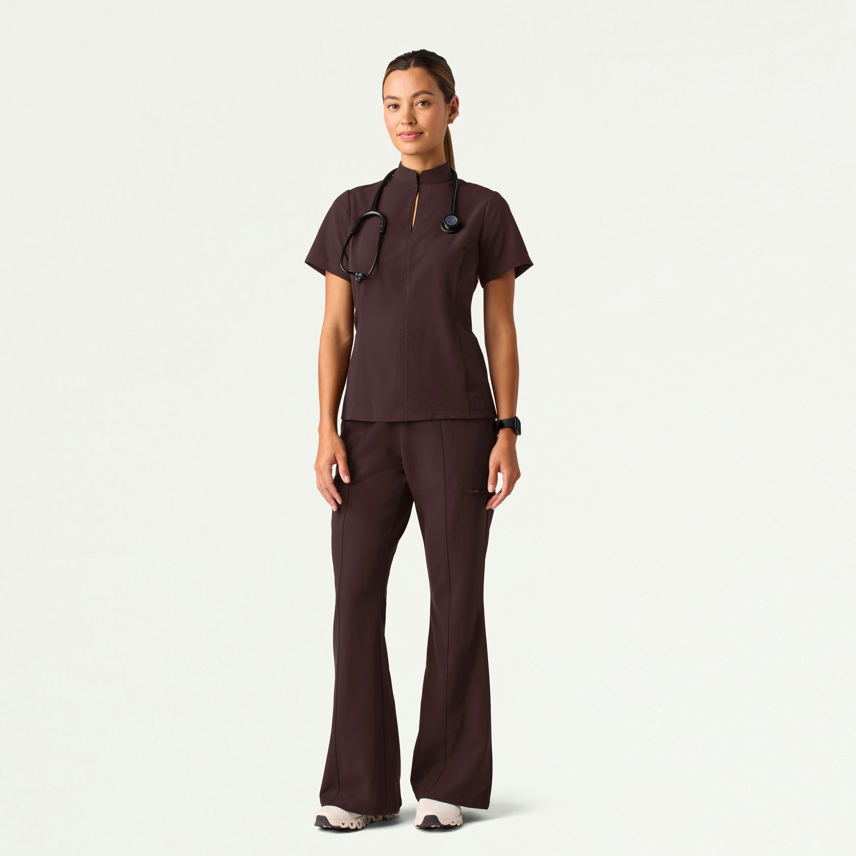 Harper Slim High Waisted Scrub Pant - Espresso - WOMEN'S PANTS - Jaanuu