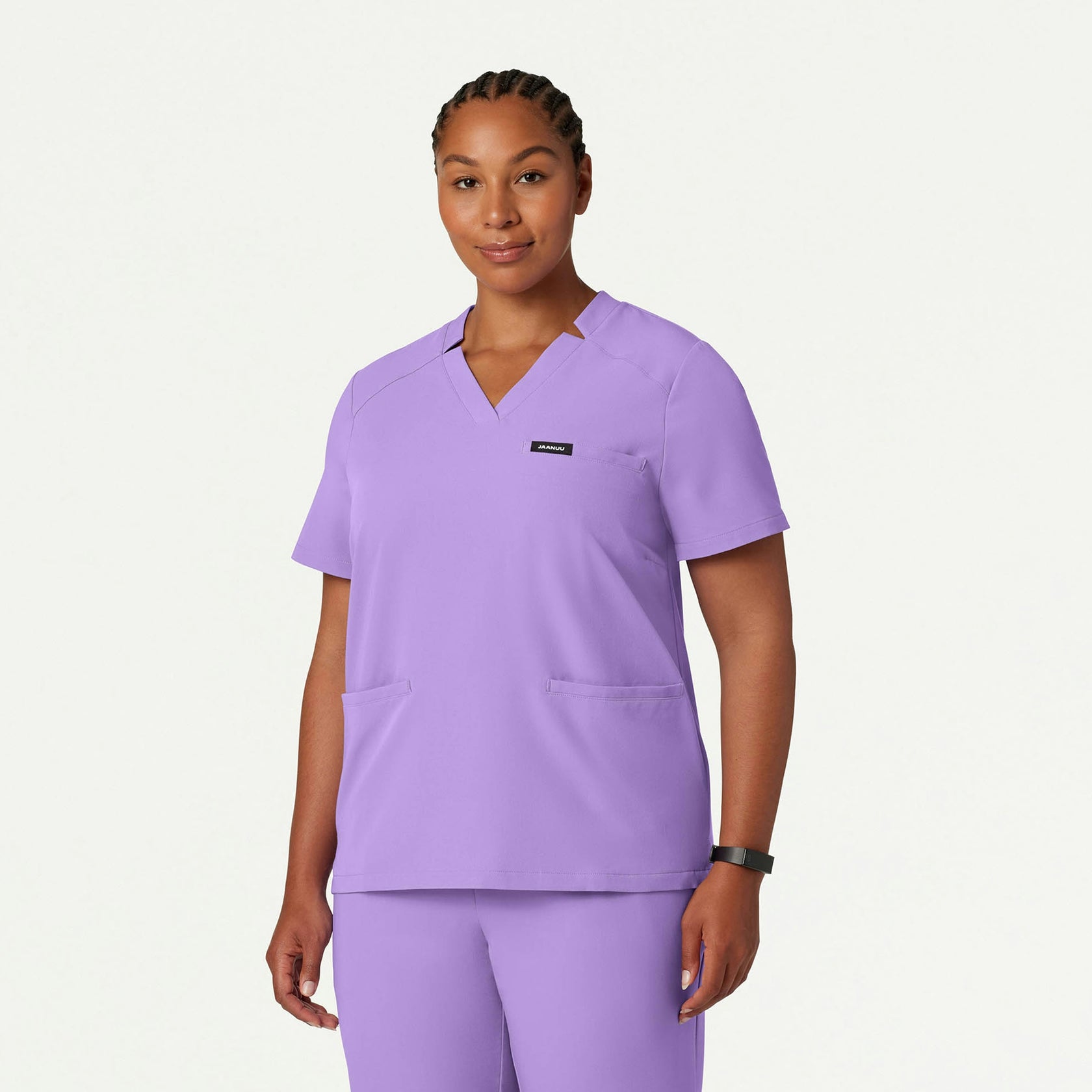 Helia Notched V-Neck Scrub Top - Lilac - WOMEN'S TOPS - Jaanuu