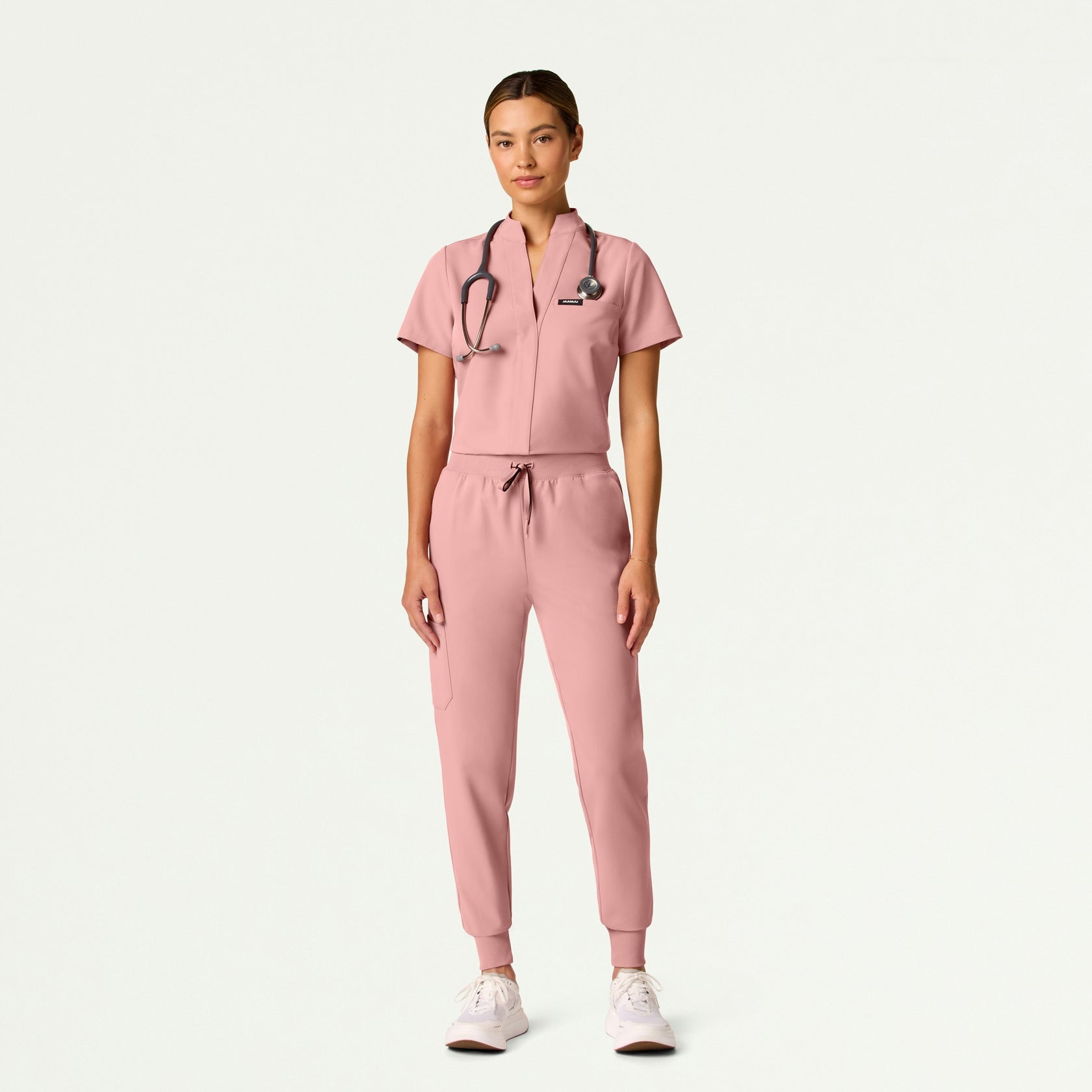 Serin Slim 1-Pocket Scrub Top - Mauve - WOMEN'S TOPS - Jaanuu