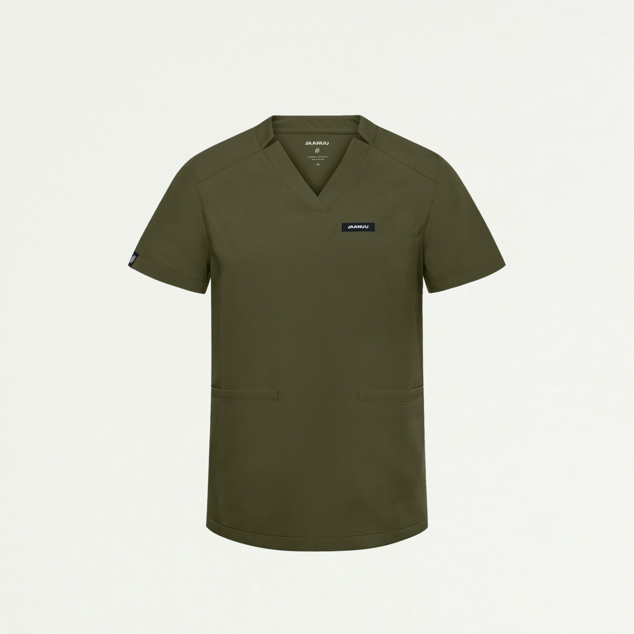 Helia Notched V-Neck Scrub Top - Olive - WOMEN'S TOPS - Jaanuu