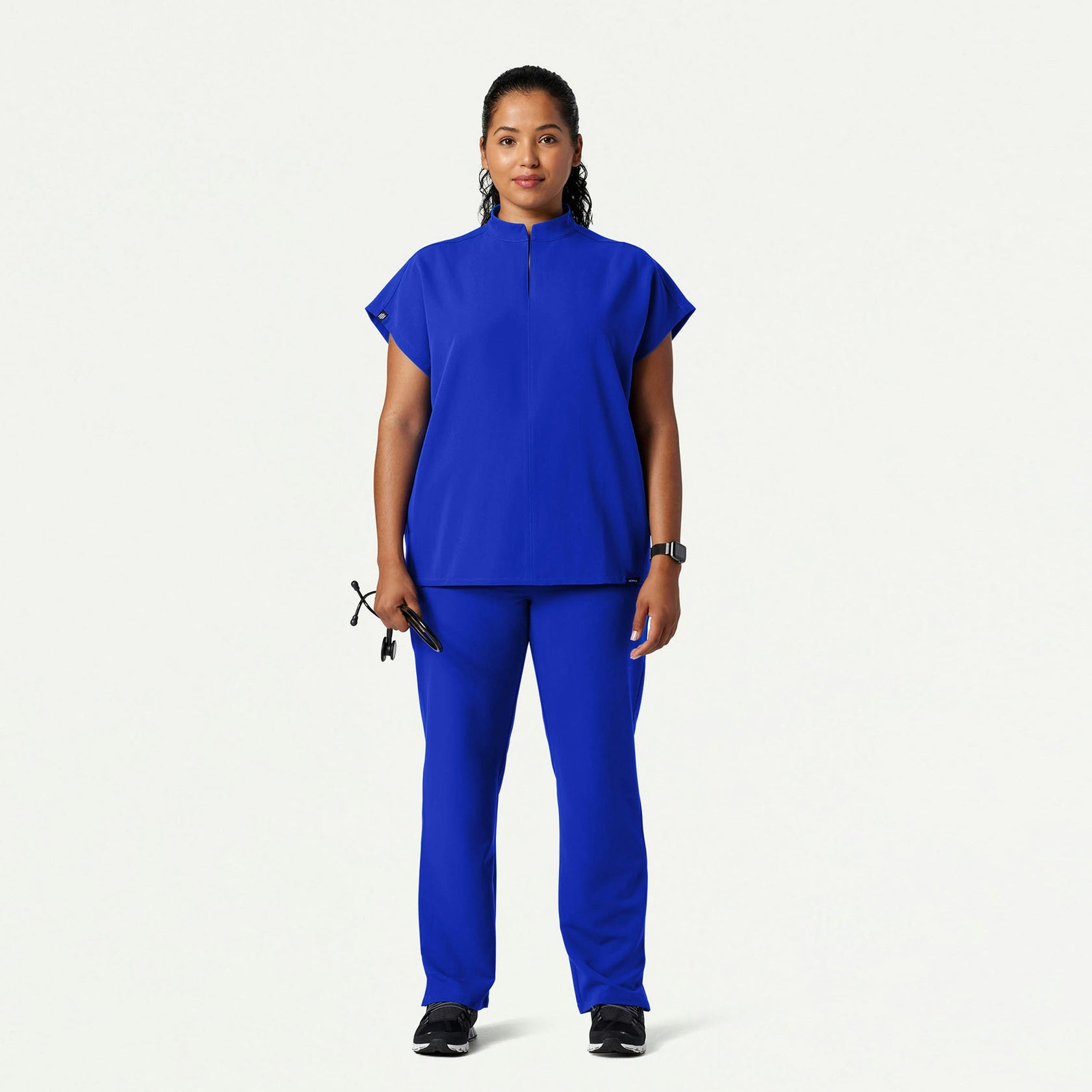 Aris Oversized 2-Pocket Scrub Top - Electric Blue - WOMEN'S TOPS - Jaanuu