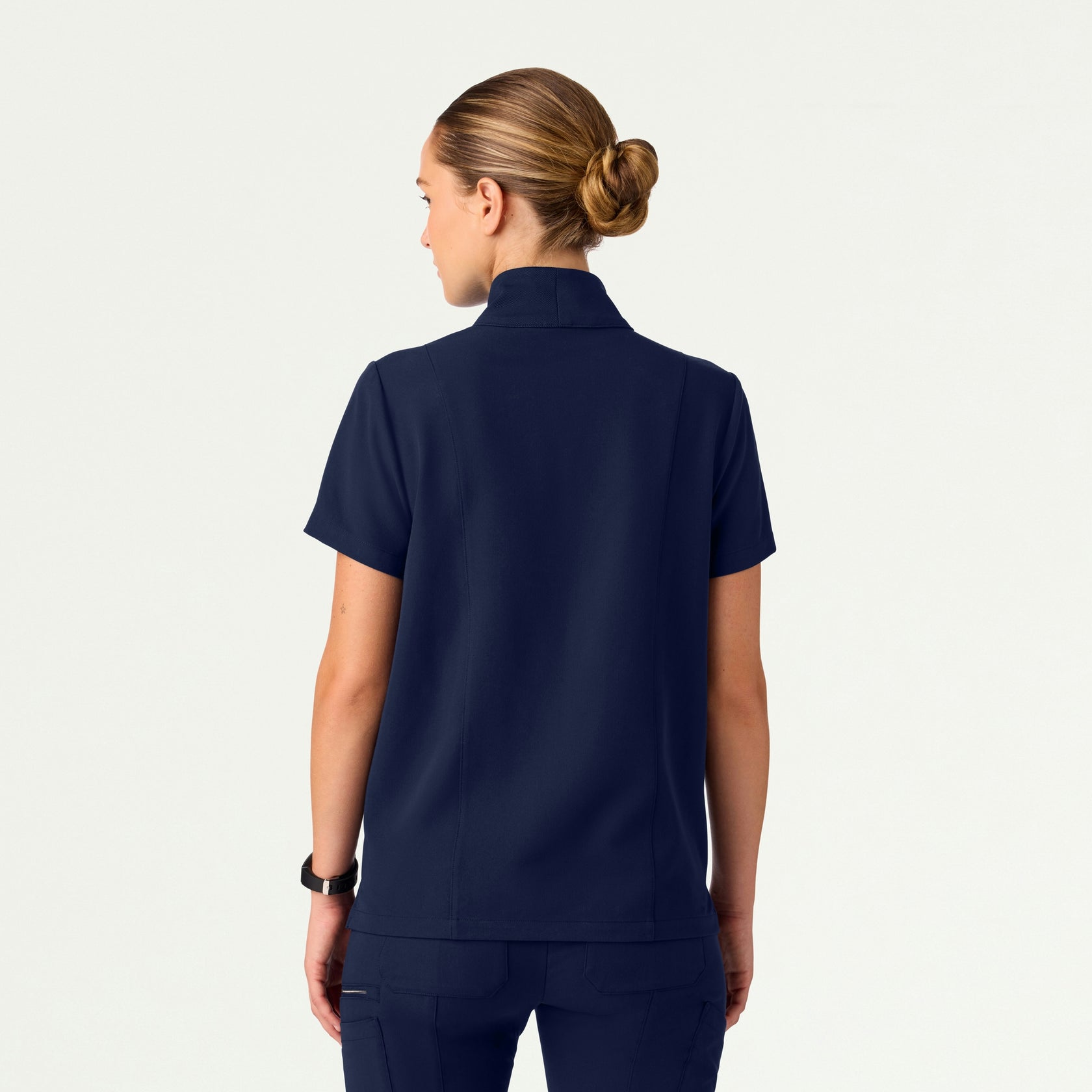 Nora Half-Zip Collared Scrub Top - Midnight Navy - WOMEN'S TOPS - Jaanuu