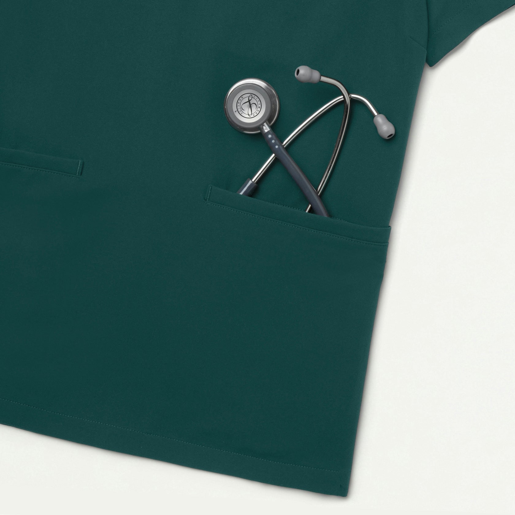 Helia Slim Notched V-Neck Scrub Top - Midnight Green - WOMEN'S TOPS - Jaanuu