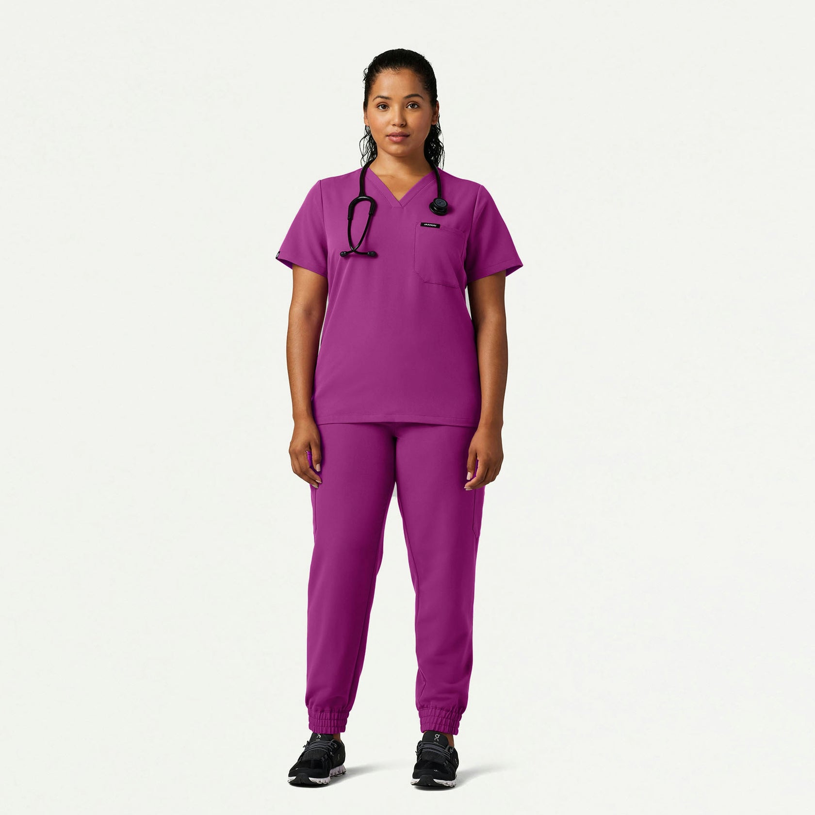 Rhena Slim Essential 1-Pocket Scrub Top - Vivid Purple - WOMEN'S TOPS - Jaanuu