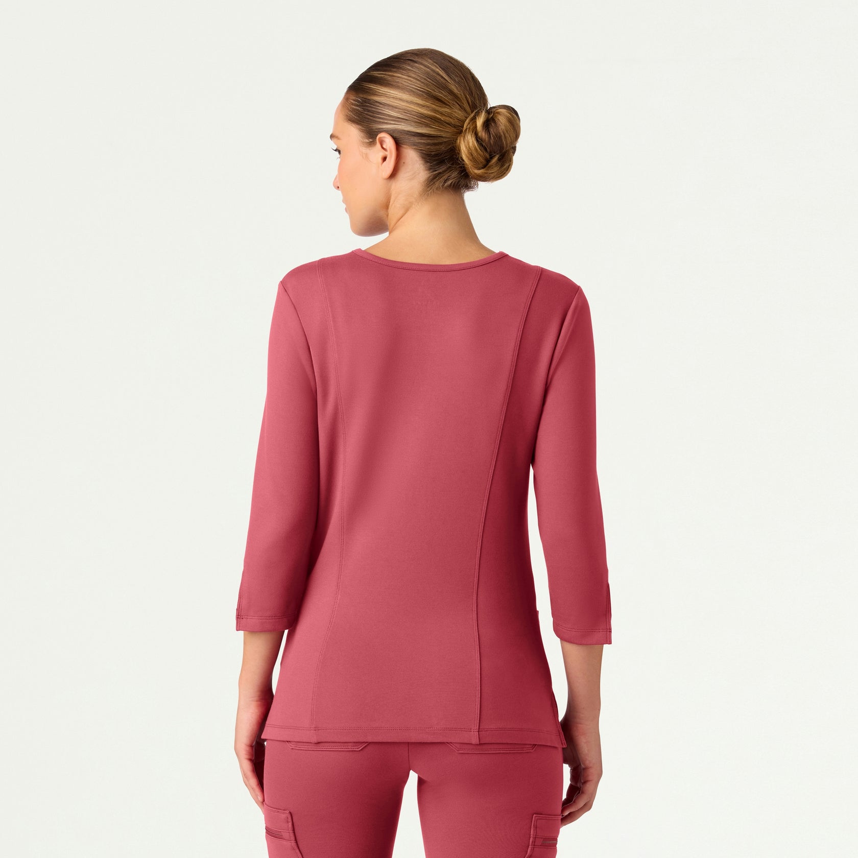 Zoe Slim 3/4-Sleeve ULTRAsoft Scrub Top - Mulberry - WOMEN'S TOPS - Jaanuu