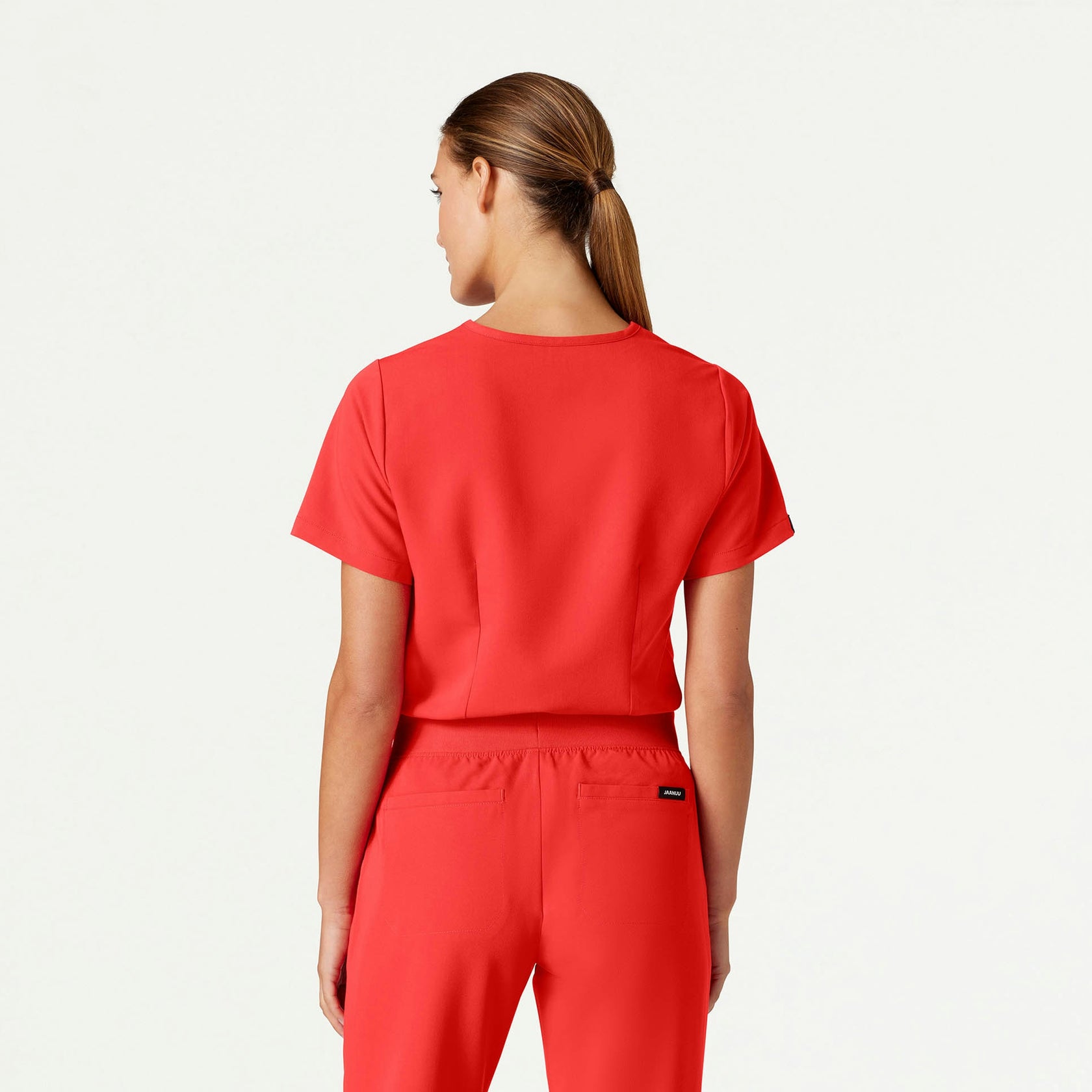 Rhena Essential 1-Pocket Scrub Top - Solar Red - WOMEN'S TOPS - Jaanuu