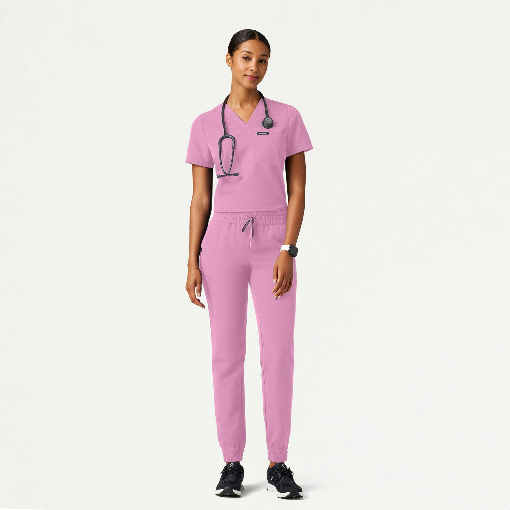 Rhena Slim Essential 1-Pocket Scrub Top - Light Magenta - WOMEN'S TOPS - Jaanuu