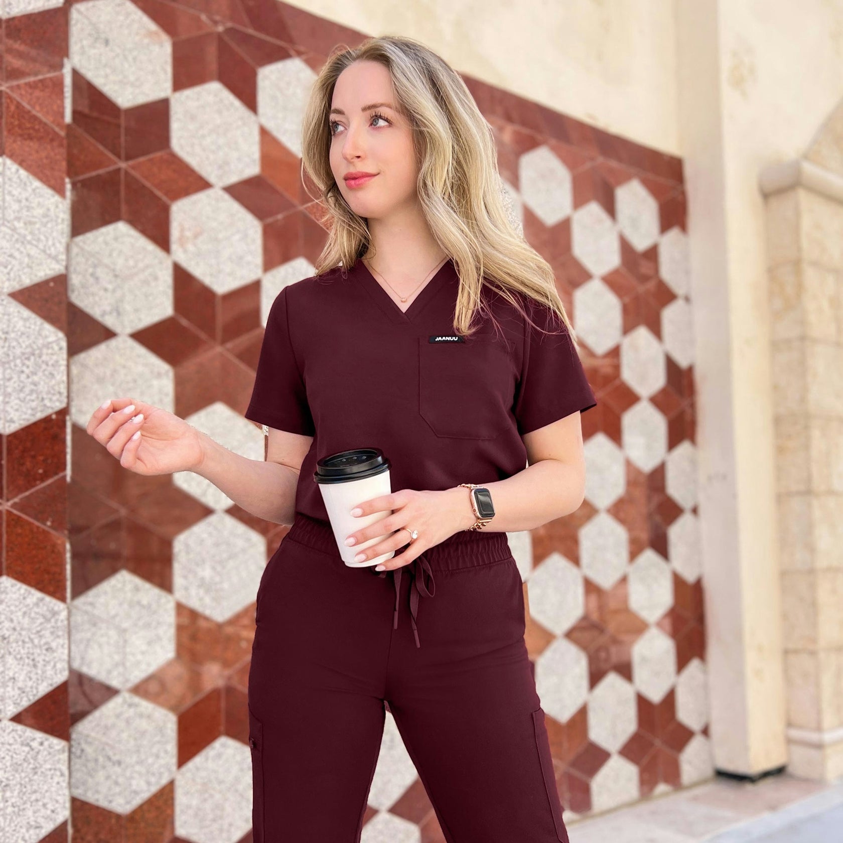 Rhena Essential 1-Pocket Scrub Top - Midnight Green - WOMEN'S TOPS - Jaanuu