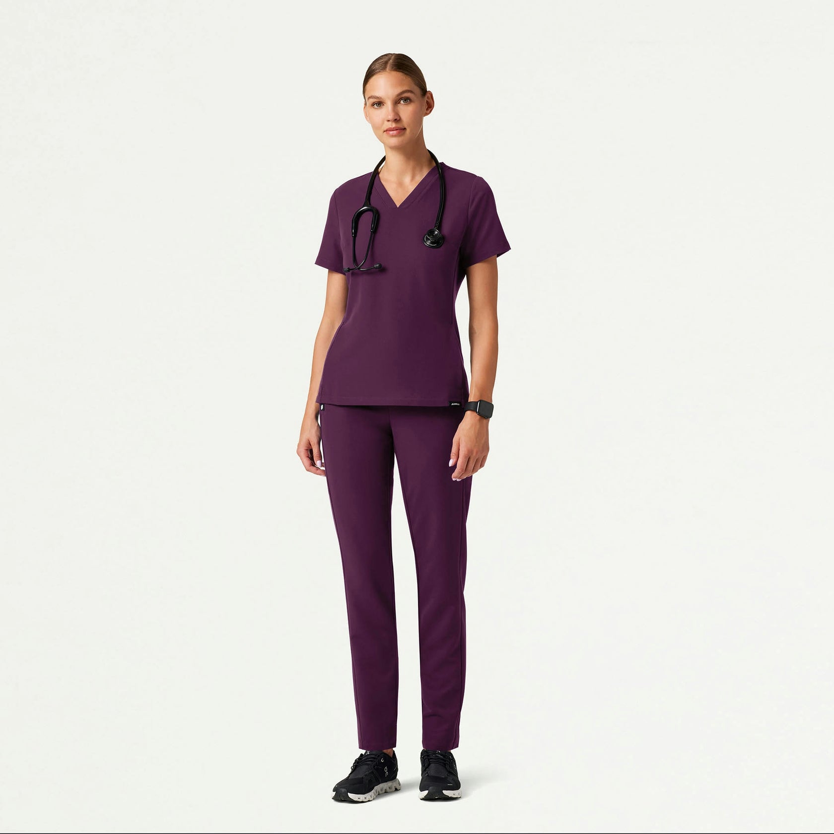 Carte Slim 2-Pocket Scrub Top - Dark Amethyst - WOMEN'S TOPS - Jaanuu