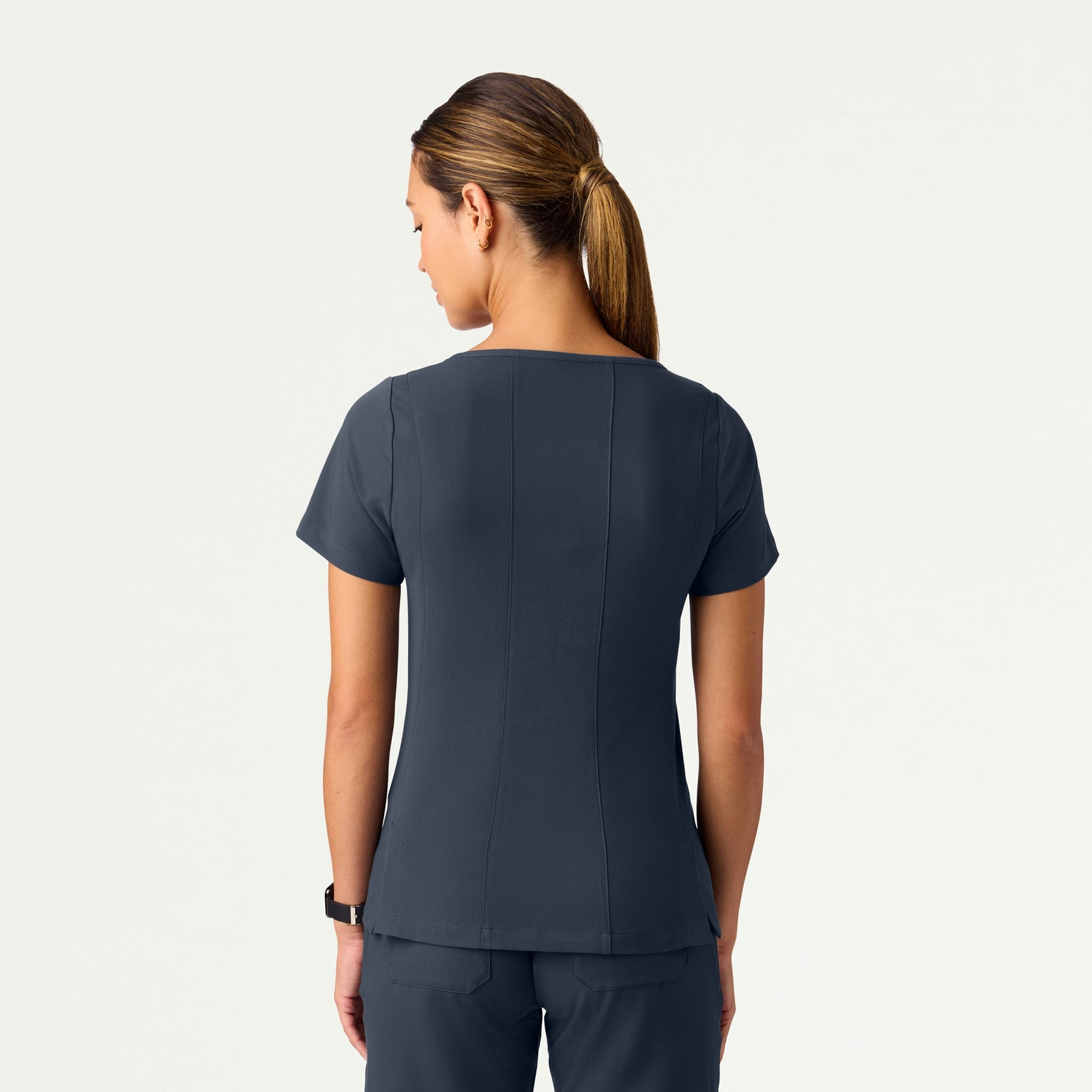 Emery Slim Square-Neck Scrub Top - Carbon Gray - WOMEN'S TOPS - Jaanuu