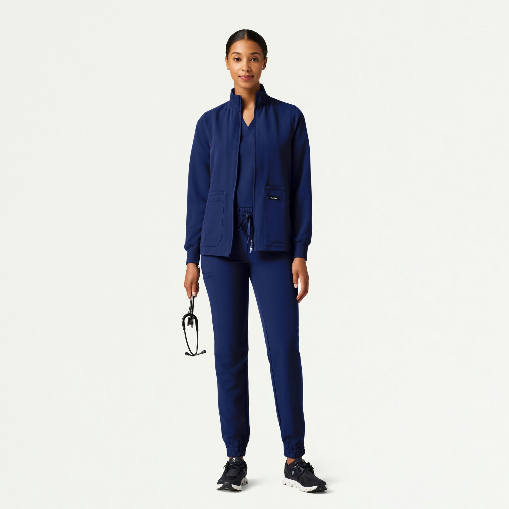 Ceri Essential 6-Pocket Scrub Jacket - Navy Blue - WOMEN'S JACKETS - Jaanuu
