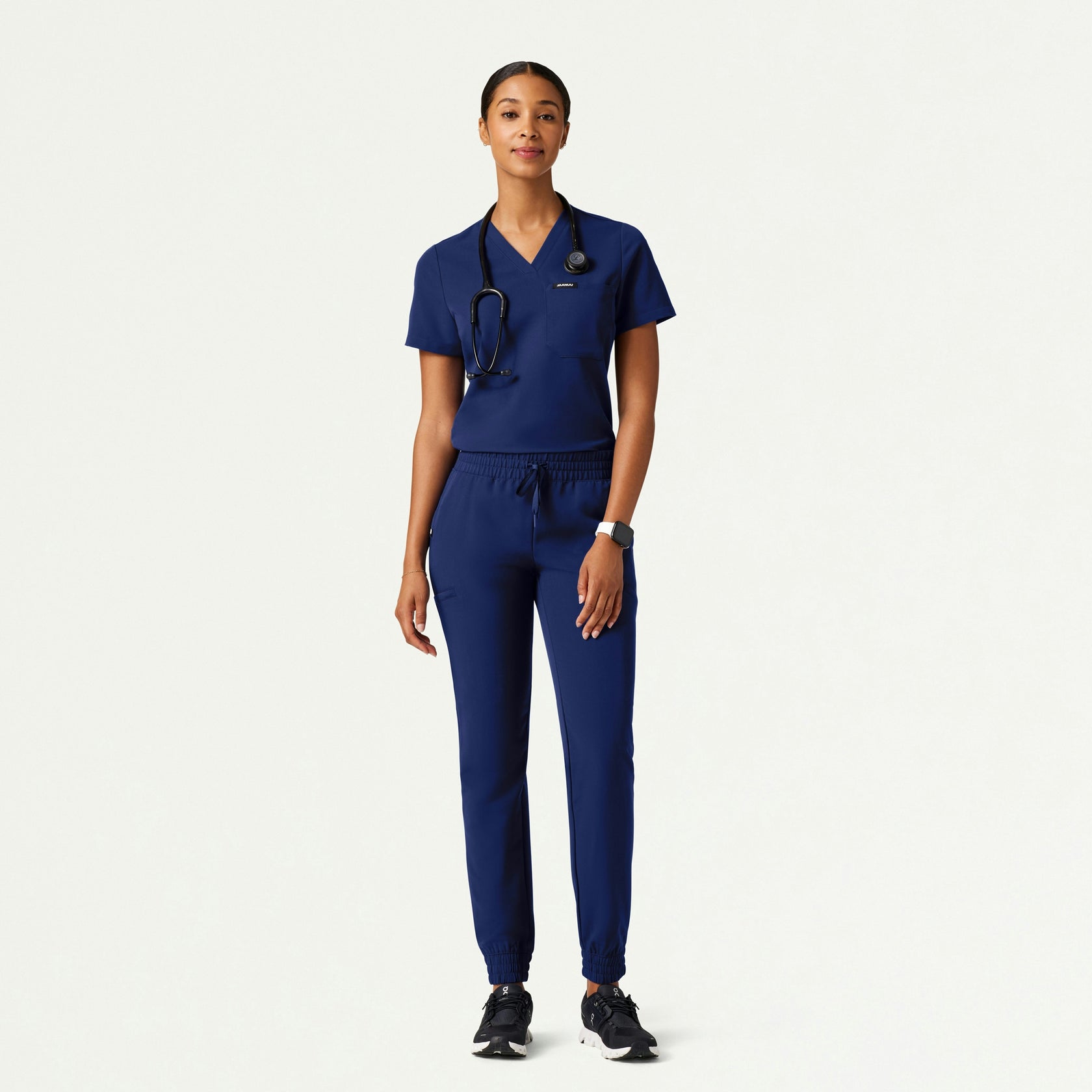 Rhena Slim Essential 1-Pocket Scrub Top - Navy Blue - WOMEN'S TOPS - Jaanuu