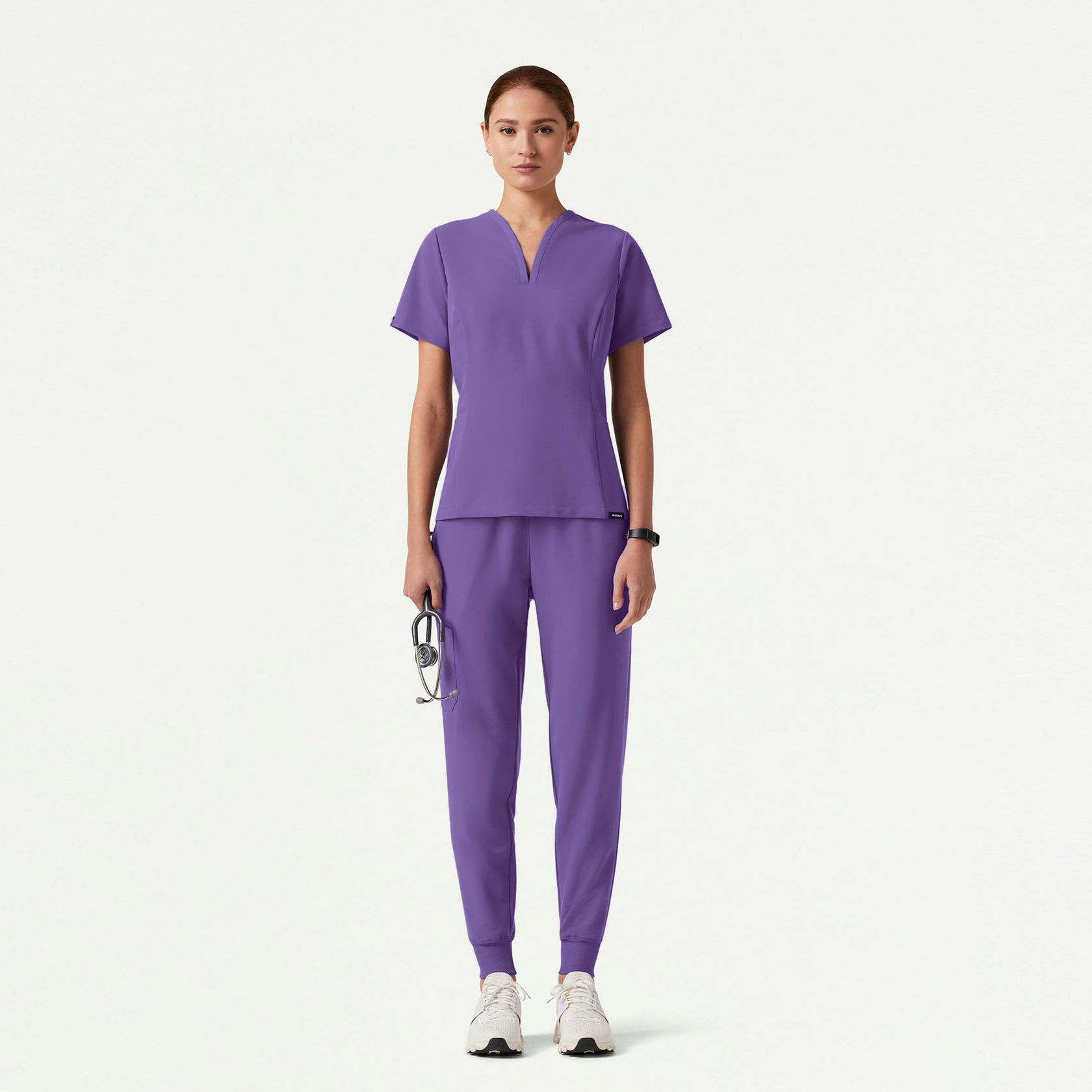 Calix Fit & Flare Scrub Top - Violet - WOMEN'S TOPS - Jaanuu