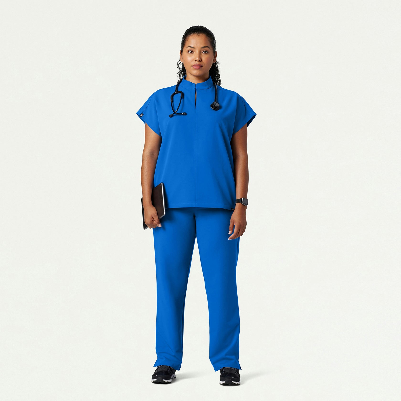 Aris Oversized 2-Pocket Scrub Top - Royal Blue - WOMEN'S TOPS - Jaanuu