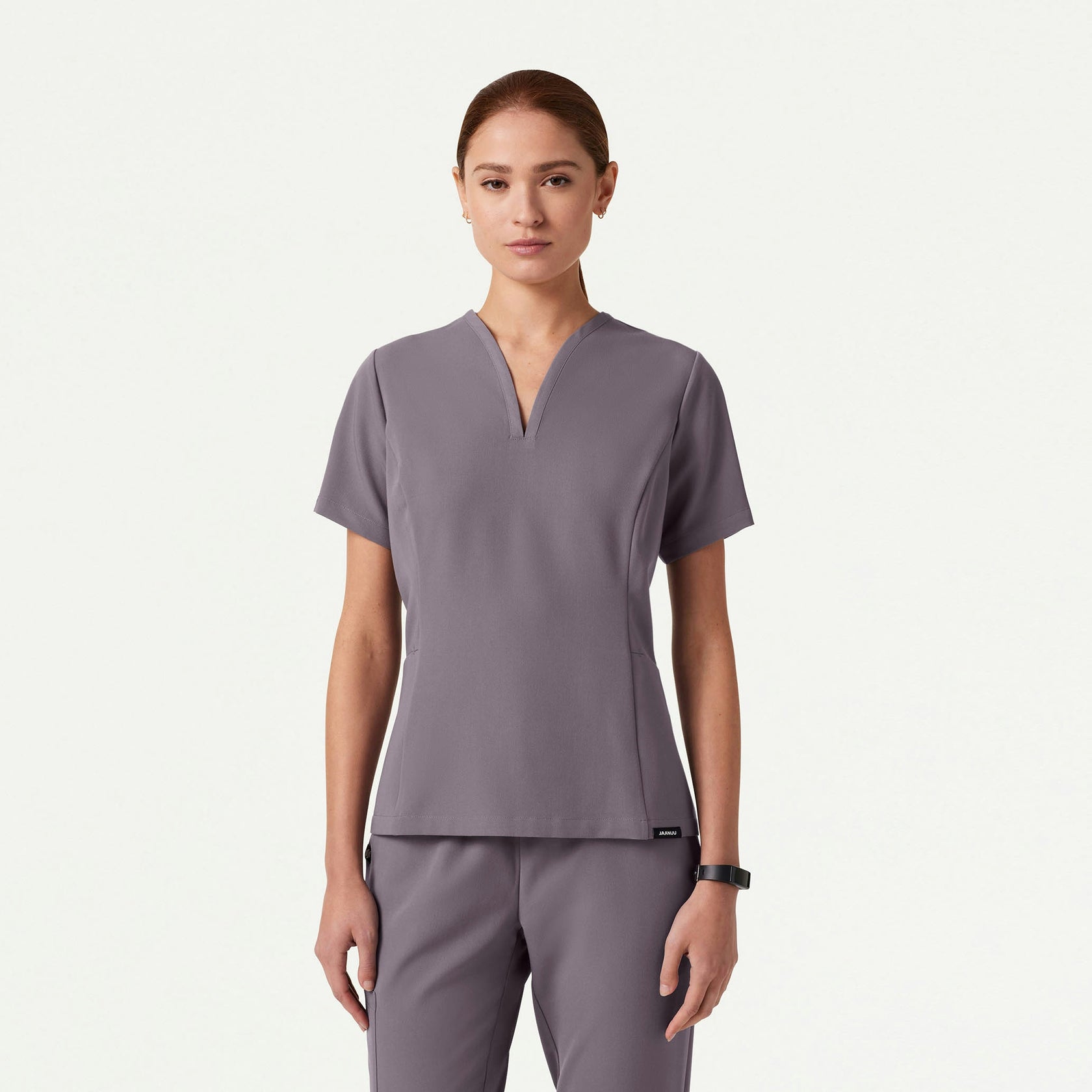 Calix Fit & Flare Scrub Top - Titanium - WOMEN'S TOPS - Jaanuu