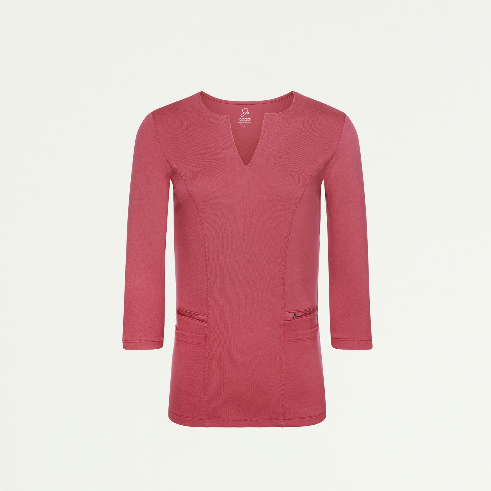 Zoe Slim 3/4-Sleeve ULTRAsoft Scrub Top - Mulberry - WOMEN'S TOPS - Jaanuu