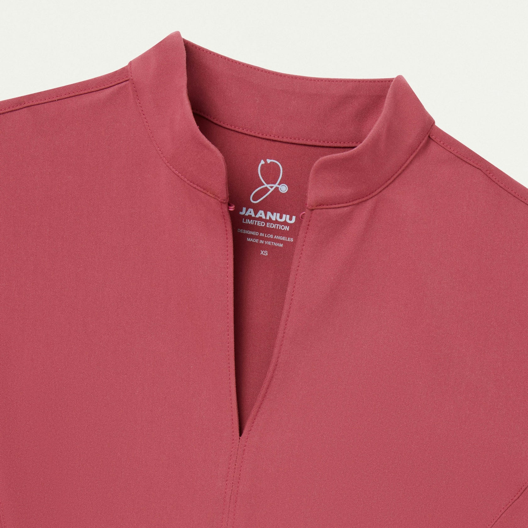 Aria Fit & Flare Mock-Neck Scrub Top - Mulberry - WOMEN'S TOPS - Jaanuu