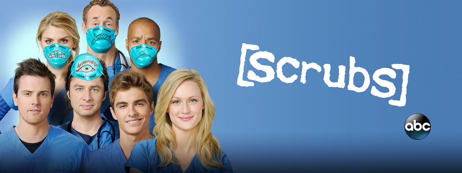 Banner for the hit series on hulu and abc scrubs