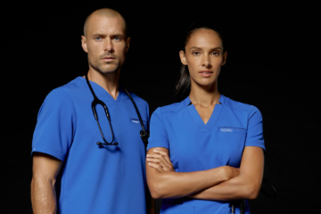 Doctors in blue scrubs
