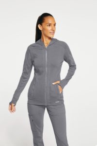 Grey scrubs and jacket for women