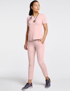 Nurse with baby pink fit scrubs