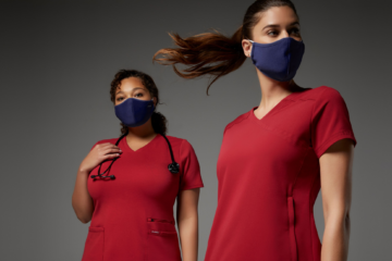 Women with red scrubs