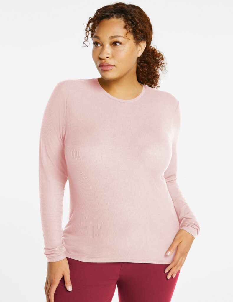 plus-woman-wearing-pink-underscrub-shirt