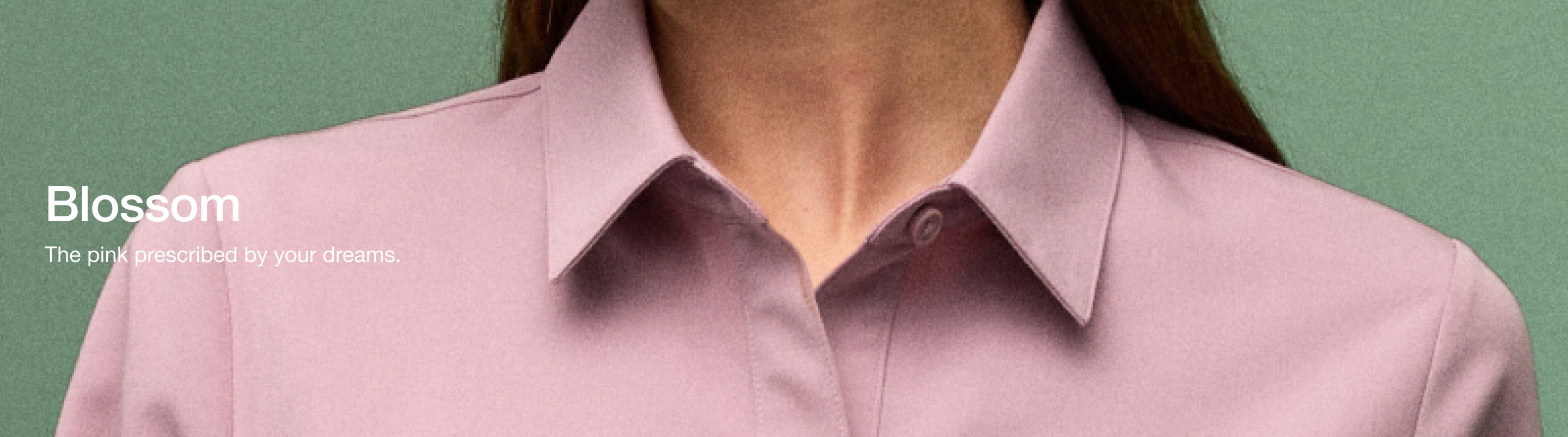 Image of woman wearing JAANUU Blossom colored scrubs. Image has text saying, "Blossom: The pink prescribed by your dreams."