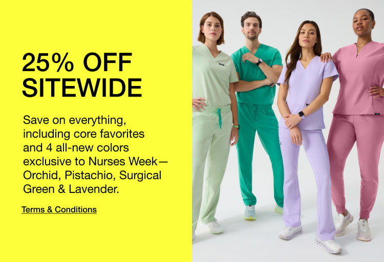 25% Off Sitewide: Save on everything, including core favorite and 4 all-new colors xclusive to Nurses Week—Orchid, Pistachio, Surgical Green & Lavender. Terms and Conditions.