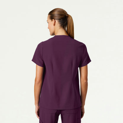 Helia Notched V-Neck Scrub Top - Dark Amethyst - WOMEN'S TOPS - Jaanuu
