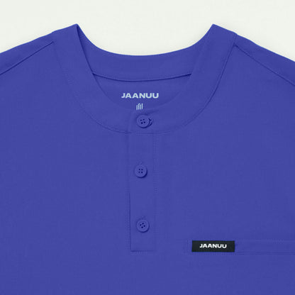 Reeve Henley Scrub Top - Moon Blue - MEN'S TOPS - Jaanuu