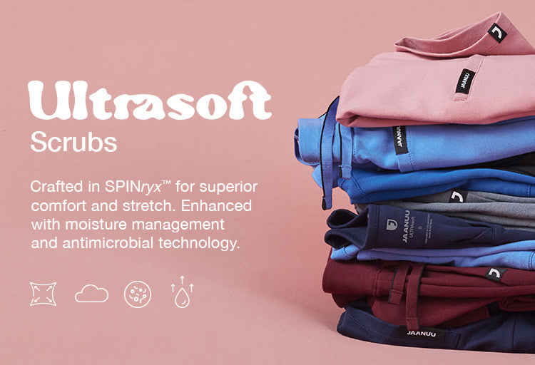 ULTRAsoft Scrubs: Crafted in SPINryx for superior comfort and stretch. Enhanced with moisture management and antimicrobial technology.