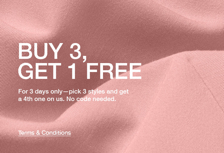 Promotional text for a flash sale on scrubs with a mauve background: Buy 3, Get 1 Free Flash Sale.