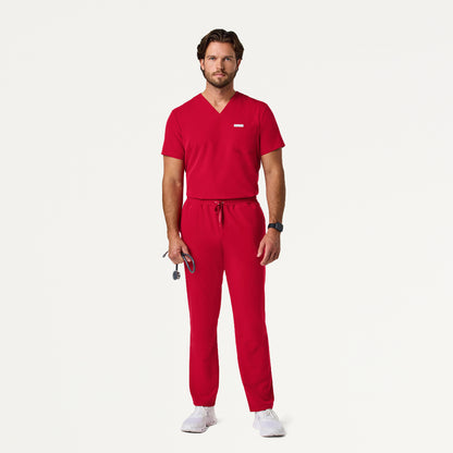 Jaanuu UltraLAST™ Essential Performance Men's 5-Pocket Scrub Set - Red