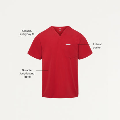 Jaanuu UltraLAST™ Essential Performance Men's 5-Pocket Scrub Set - Red
